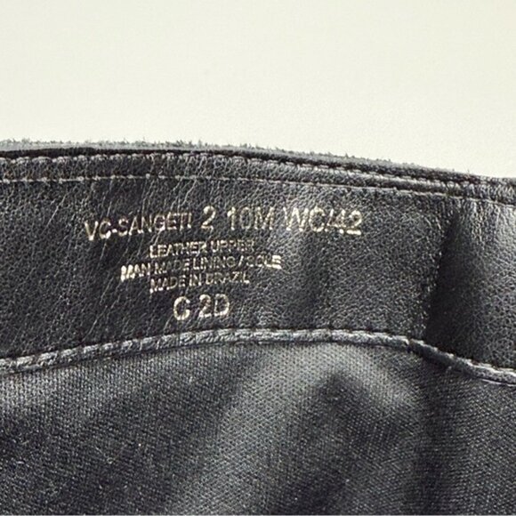 Vince Camuto Sangeti Black Leather Square Toe Wide Calf Heeled Tall Boot 10M - Picture 12 of 15